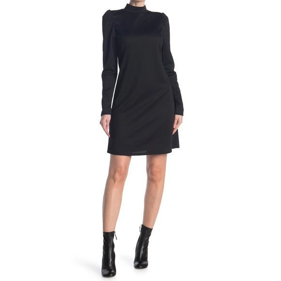VANITY ROOM Mock Neck Puff Sleeve Dress in Black - Medium - Picture 2 of 4